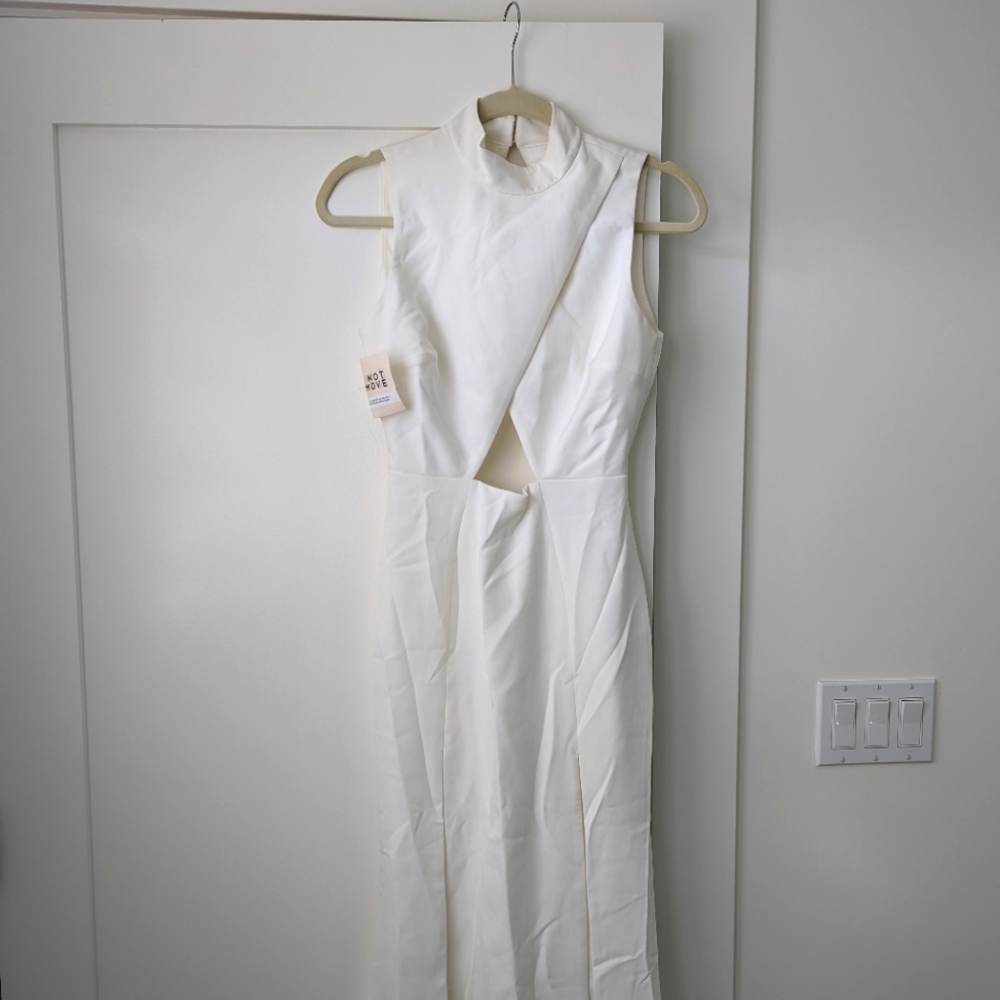 Fame and Partners white cutout gown - NWT
